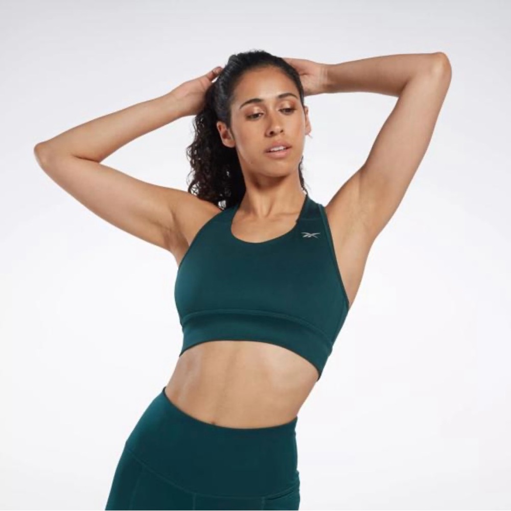 Reebok Athletic Sports Bra, High Support, Size S, Forest Green, Fitness Top
